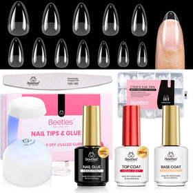 beetles Gel Nail Kit almond short nail tips set front view