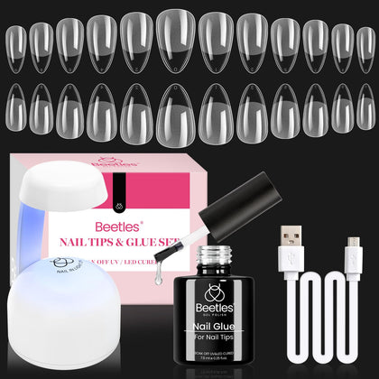 beetles Gel Nail Kit Amond Shape with mini UV lamp and nail tips