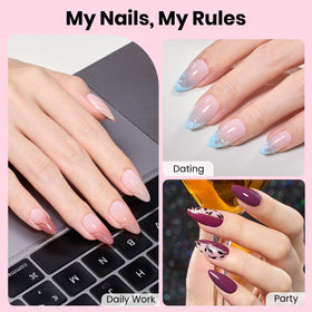 beetles Gel Nail Kit components including solid nail glue and nail tips