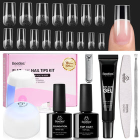 beetles Gel Nail Kit contents including nail tips and lamp