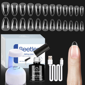 beetles Gel Nail Kit Etch-X Almond Short with Mini UV/LED Nail Lamp