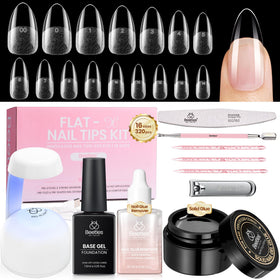 beetles Gel Nail Kit Flat-X almond nail tips front view