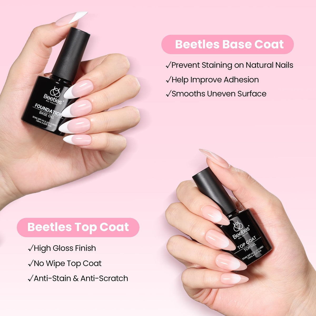 beetles Gel Nail Kit Flat-X Coffin Nail Tips displayed