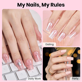beetles Gel Nail Kit flat-X square nail tips in various sizes