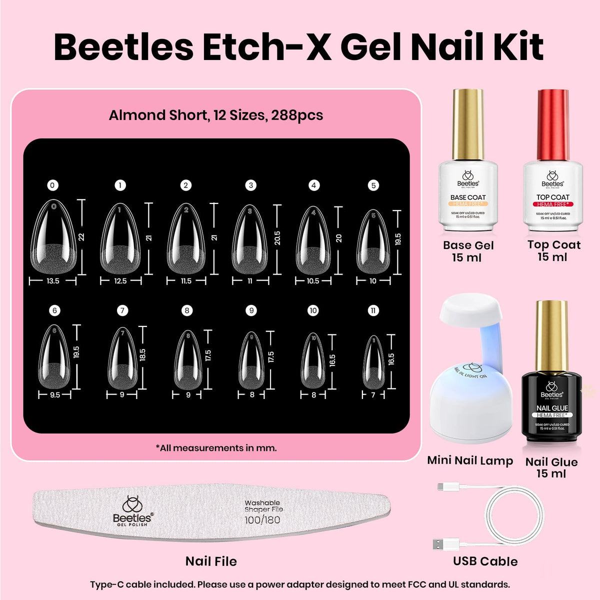 beetles Gel Nail Kit includes base coat and top coat
