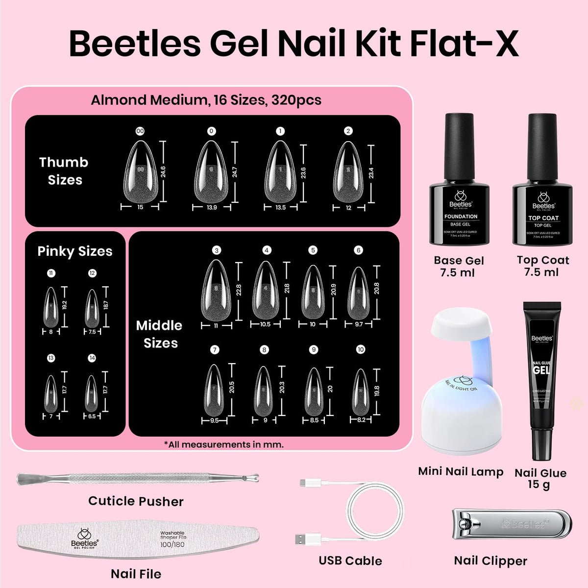 beetles Gel Nail Kit mini UV lamp and nail tools