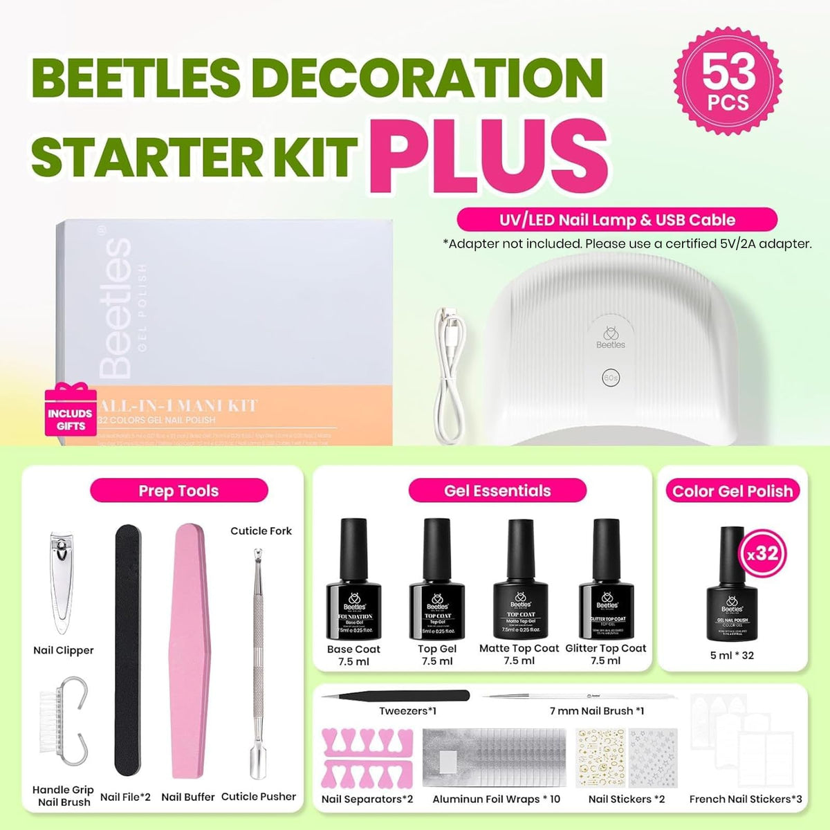 beetles Gel Nail Kit showcasing nail tools and decorations