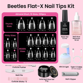 beetles Gel Nail Kit showing mini UV nail lamp and nail tools