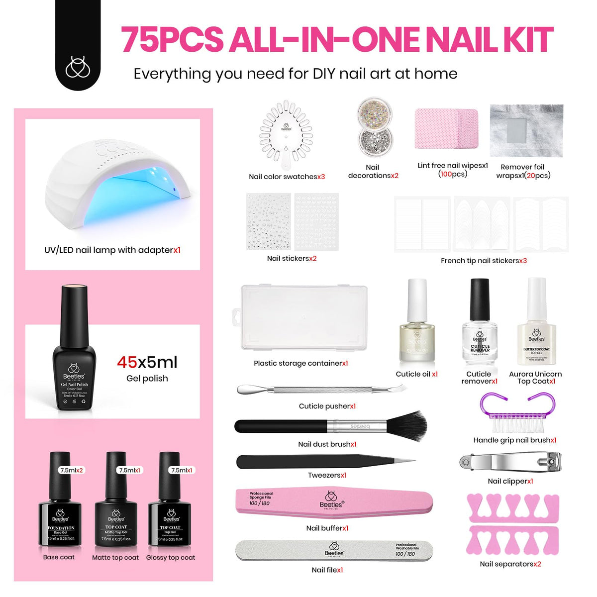 beetles Gel Nail Kit storage container with accessories