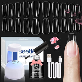 beetles Gel Nail Kit with 500 coffin tips front view