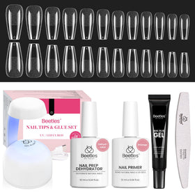 beetles Gel Nail Kit with 576 pcs coffin nail tips and UV lamp