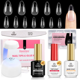 Beetles Gel Nail Kit with mini lamp and almond nail tips