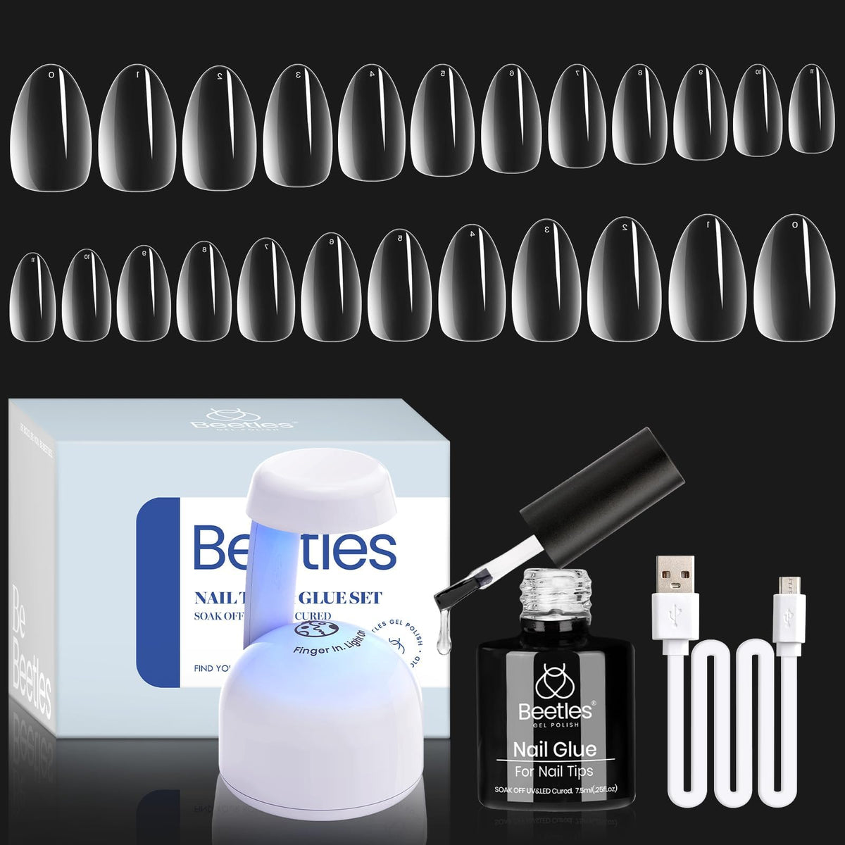 beetles Gel Nail Kit with UV lamp and nail tips
