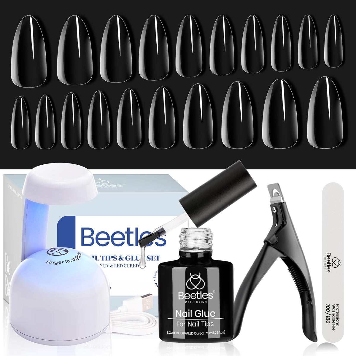 beetles Gel Nail Kit with UV/LED lamp and nail tips