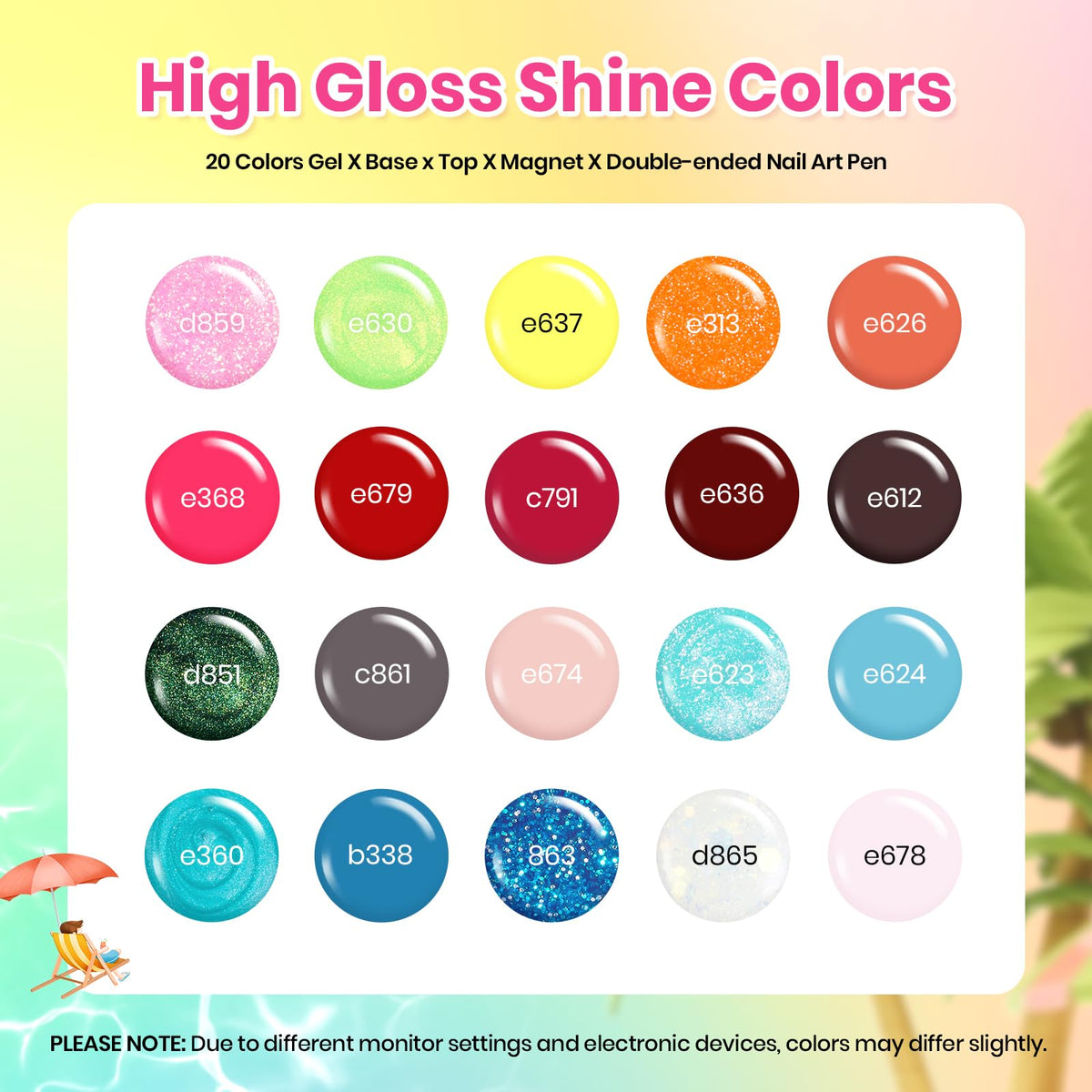 beetles Gel Nail Polish 20 colours front view