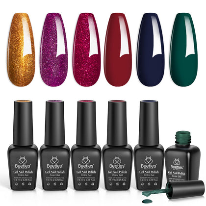 Beetles Gel Nail Polish 6-Colour Set front view with vibrant shades
