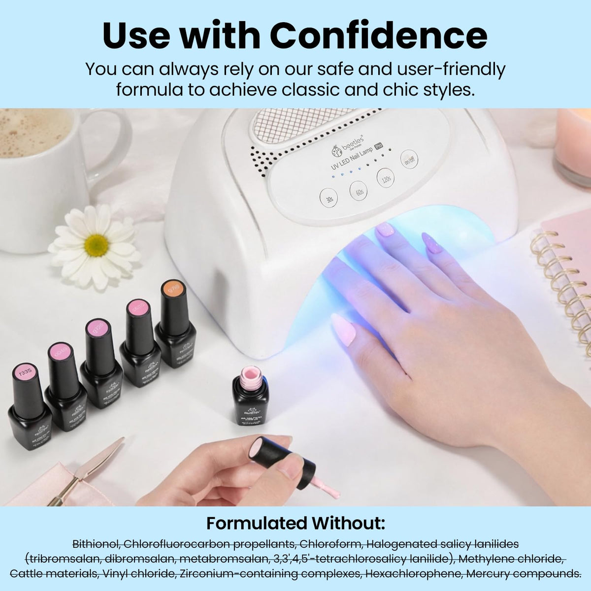 Beetles gel nail polish application with vibrant colours