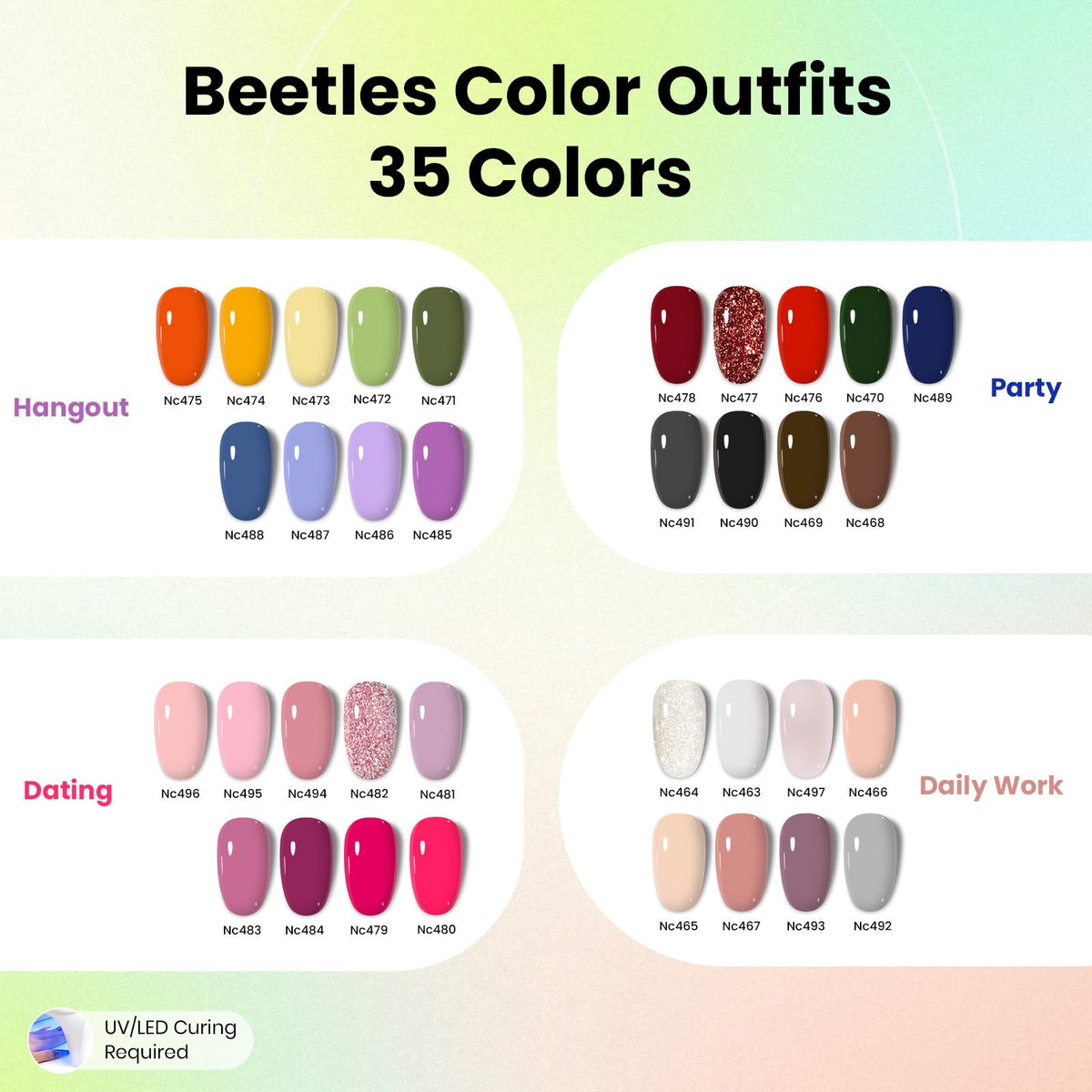 beetles Gel Nail Polish bottles in various colors