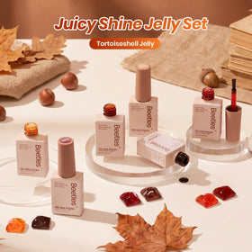 Beetles gel nail polish bottles on a wooden table