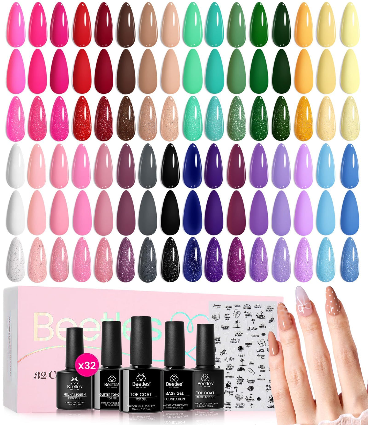 beetles Gel Nail Polish colours displayed on nails