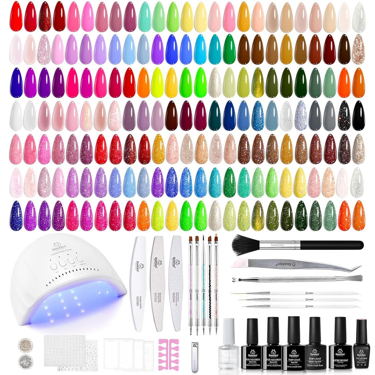 beetles Gel Nail Polish Kit 133 Pcs with UV light and tools