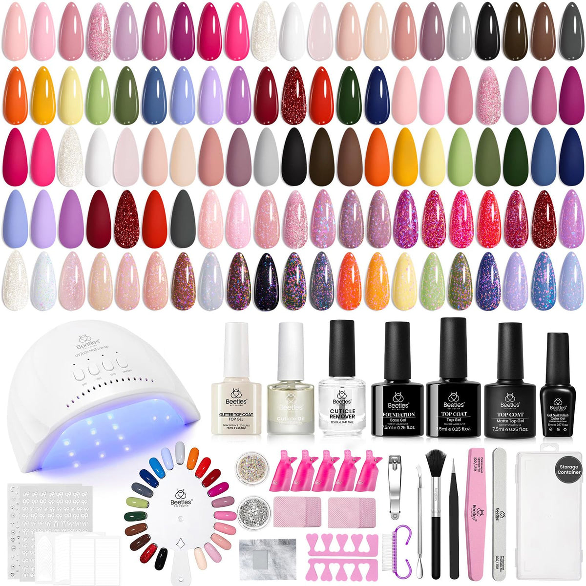 beetles Gel Nail Polish Kit 68 Pcs with UV Light front view