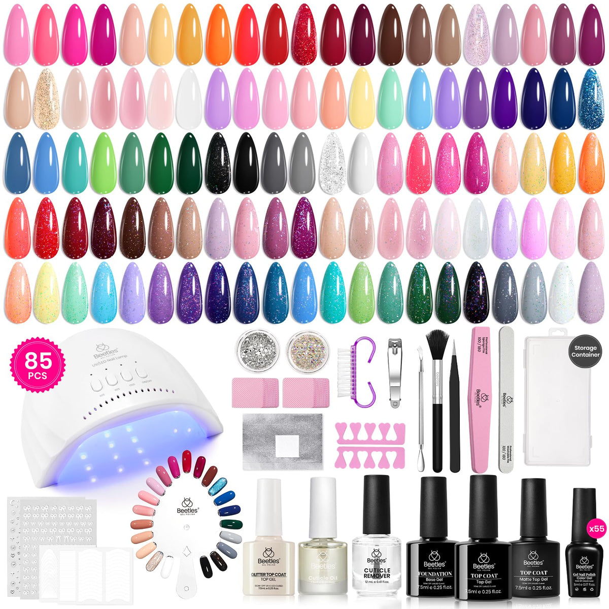 beetles Gel Nail Polish Kit 85Pcs with UV Light front view