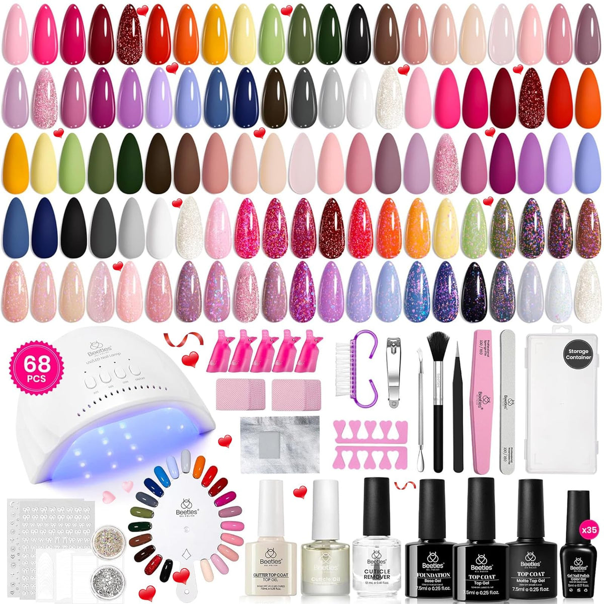 beetles Gel Nail Polish Kit featuring 35 gel colours and UV lamp