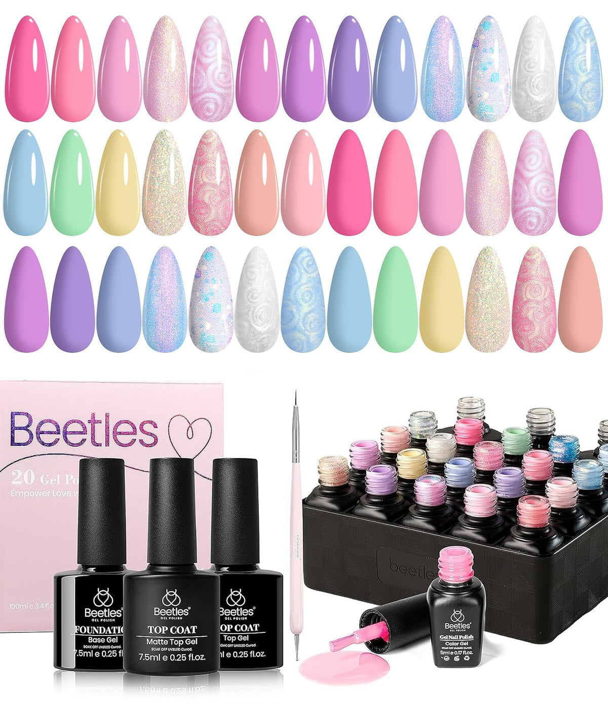 beetles Gel Nail Polish kit packaging and contents