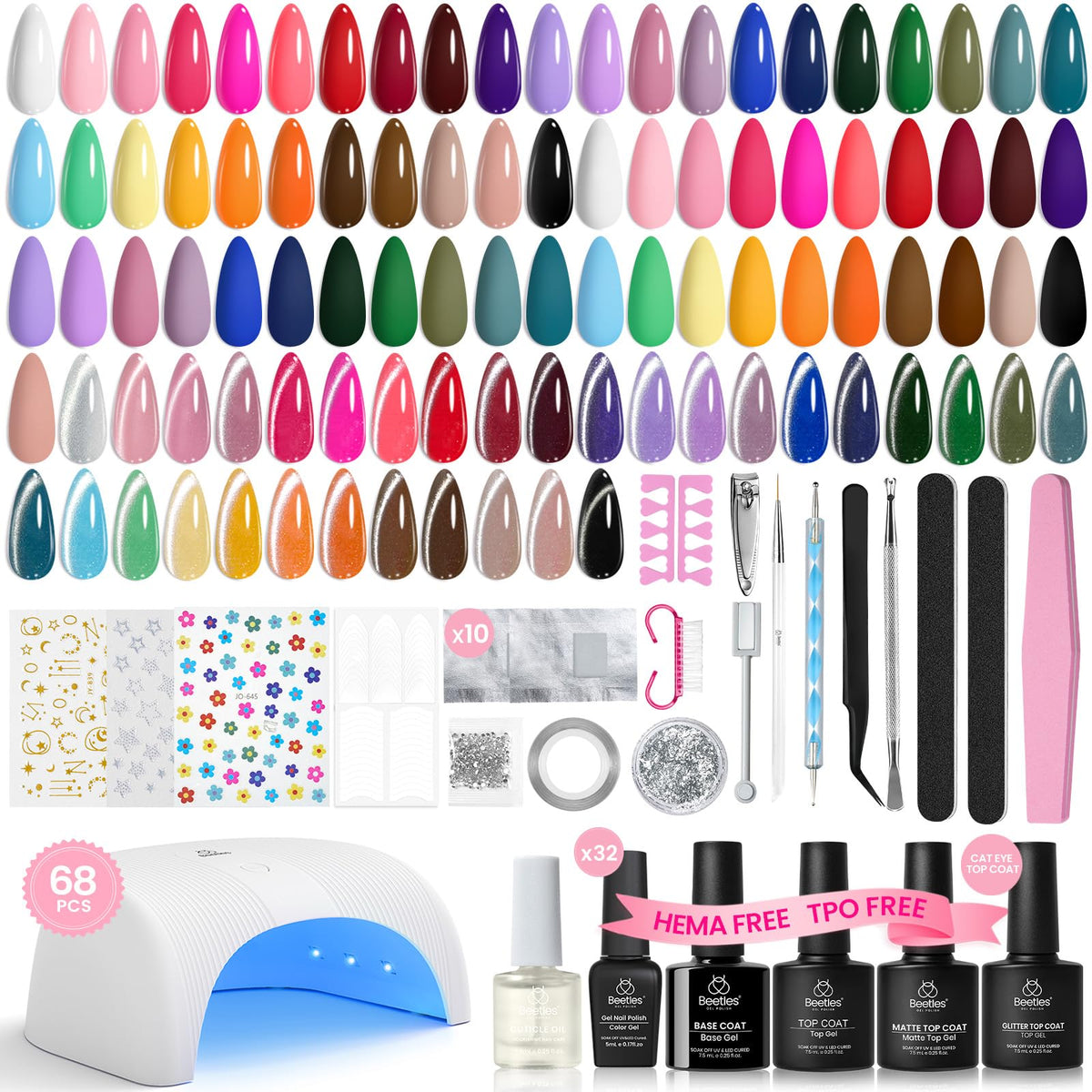 beetles Gel Nail Polish Kit with 32 colours and UV lamp