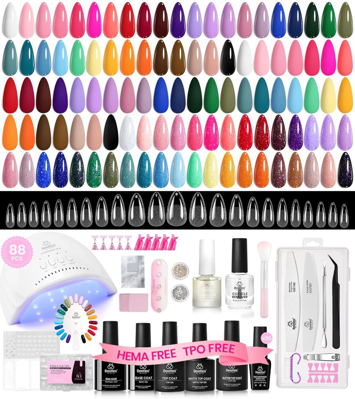 beetles Gel Nail Polish Kit with 35 colours and UV lamp