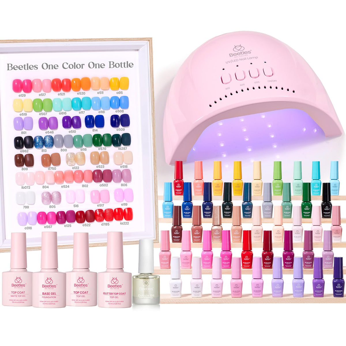 beetles Gel Nail Polish Kit with 45 colors and UV lamp