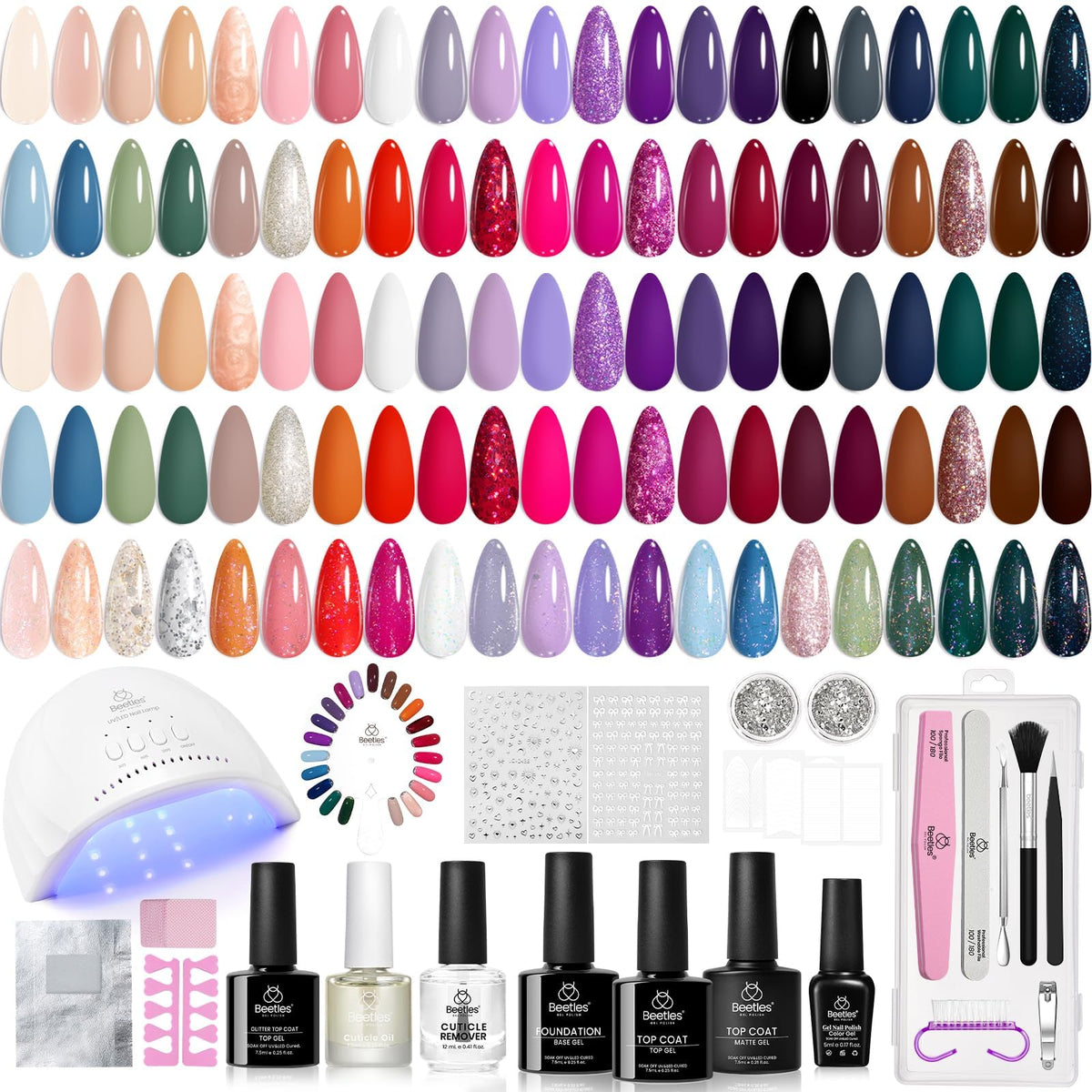 beetles Gel Nail Polish Kit with 45 colours and UV lamp