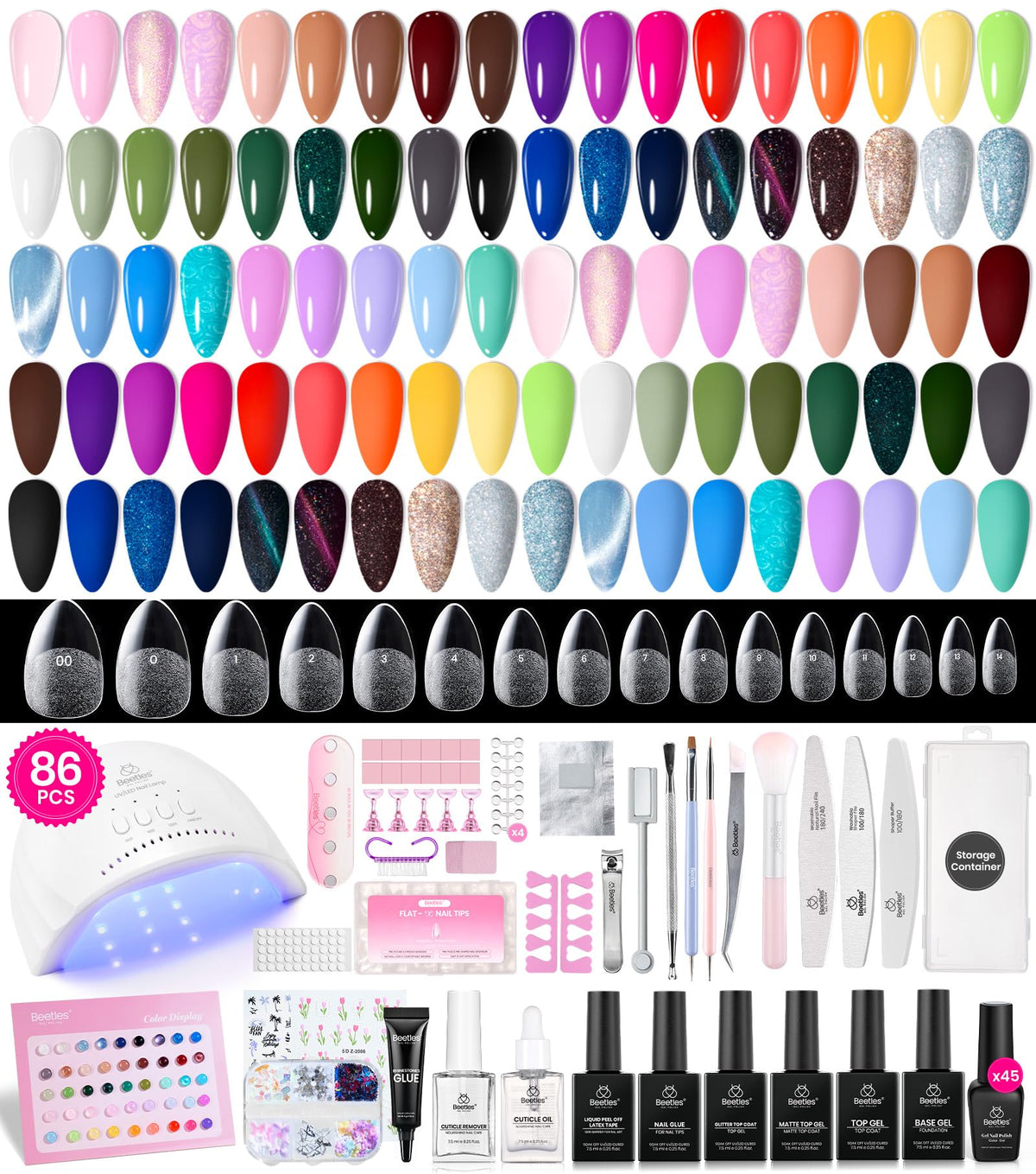 beetles Gel Nail Polish Kit with 45 colours and UV light