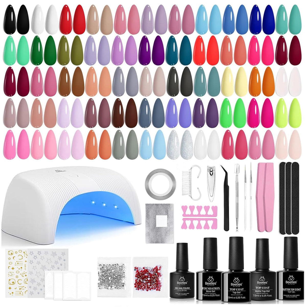 beetles Gel Nail Polish Kit with 55 colours and UV lamp