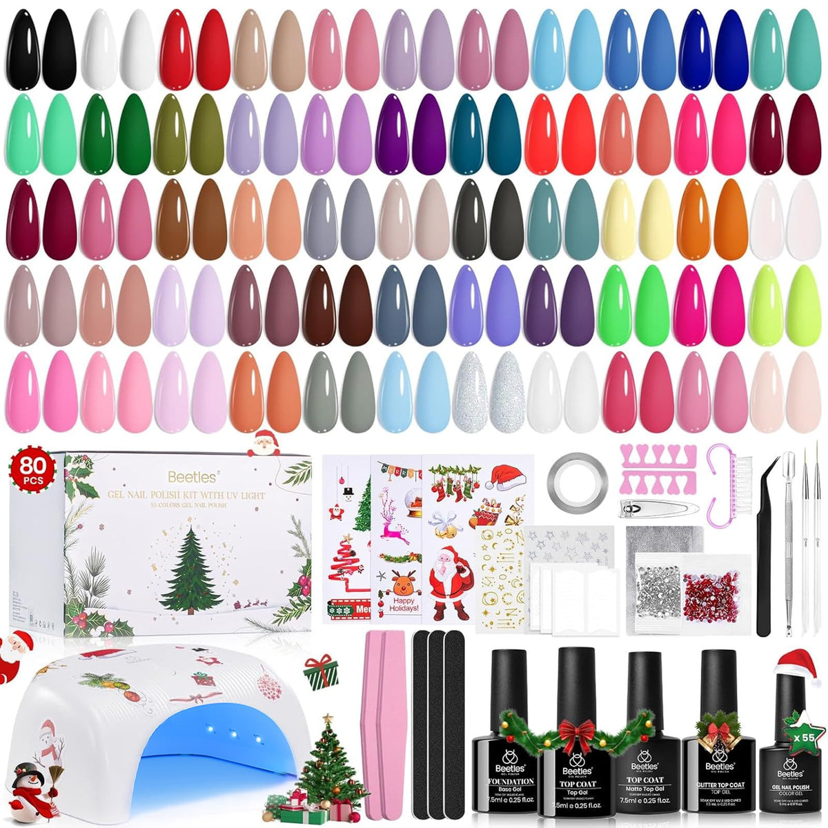 beetles Gel Nail Polish Kit with 55 colours and UV lamp