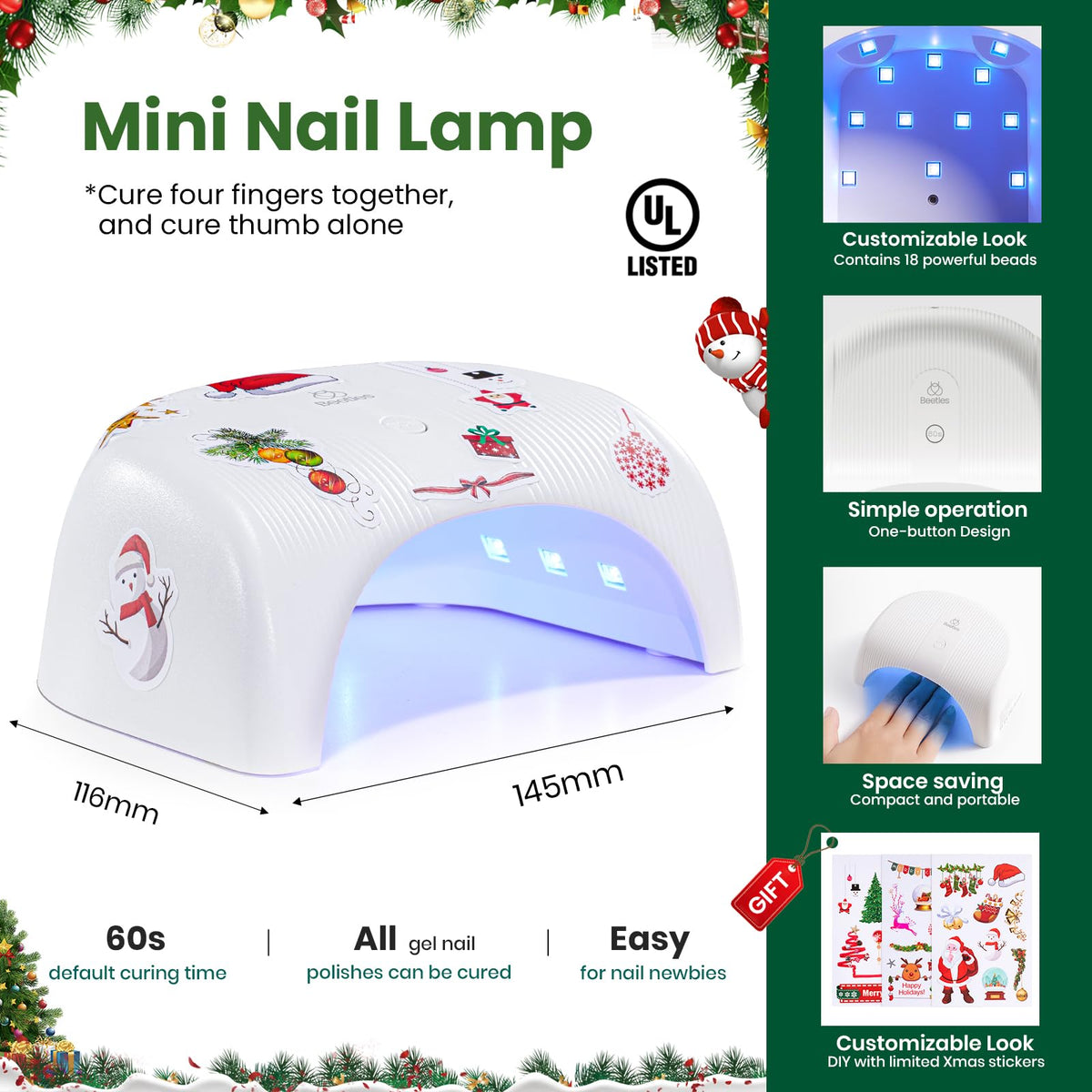 beetles Gel Nail Polish kit with Christmas stickers