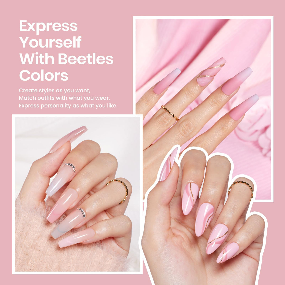 beetles Gel Nail Polish Kit with glossy and matte top coats
