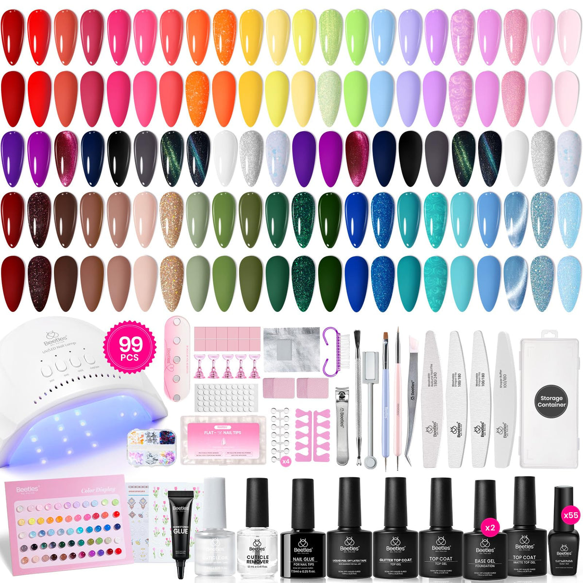 beetles Gel Nail Polish Kit with UV lamp and various tools