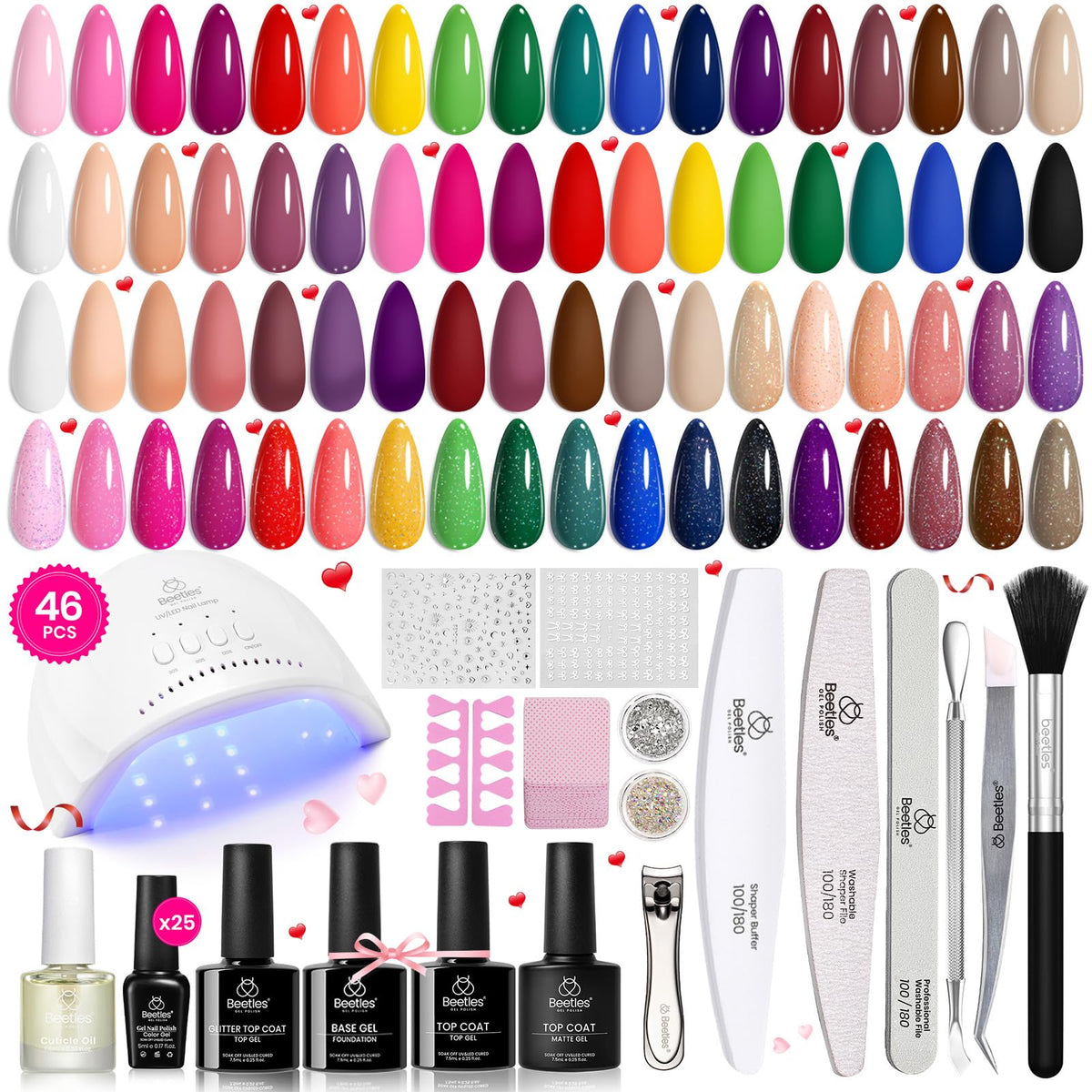 beetles Gel Nail Polish Kit with UV Light, 25 colors and tools