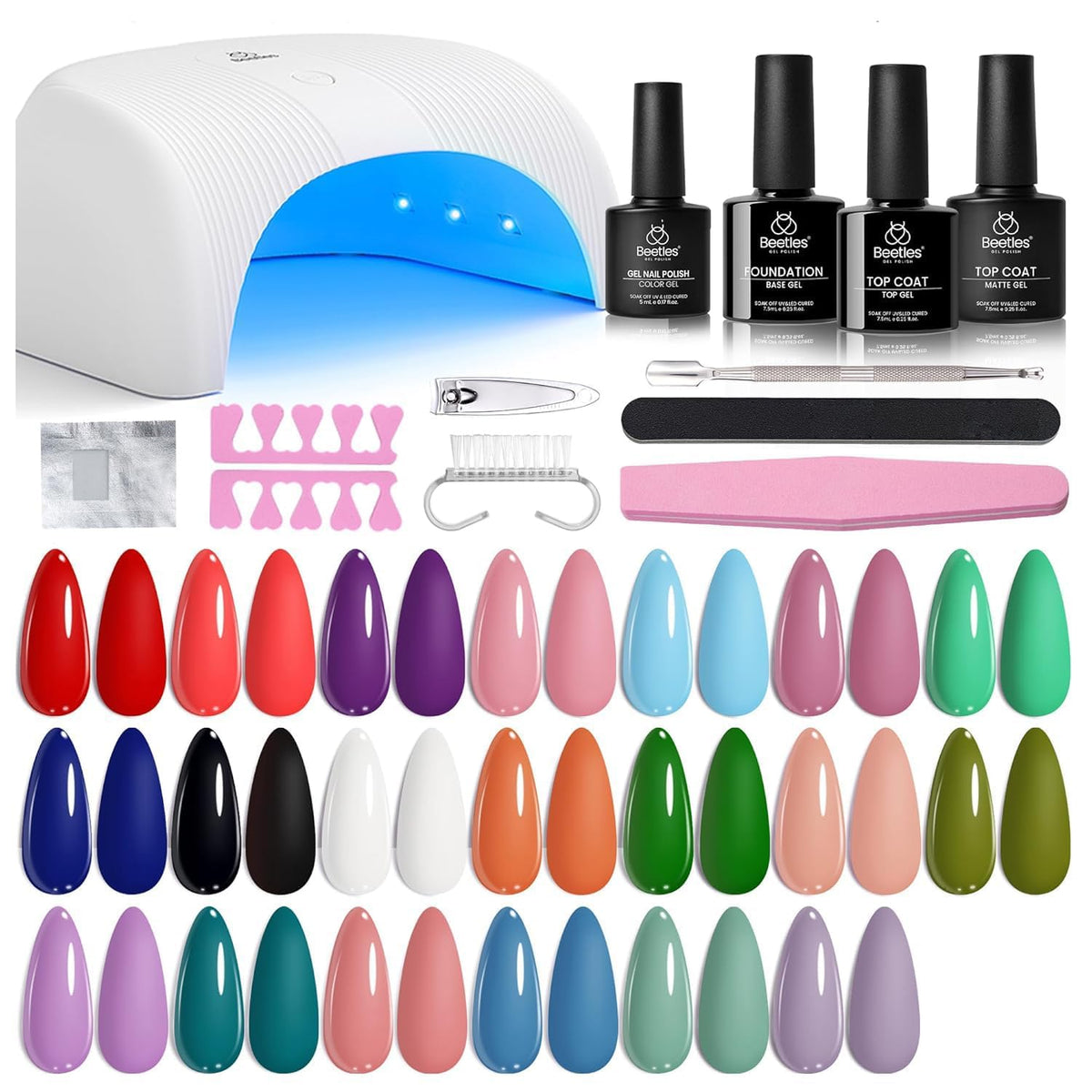 beetles Gel Nail Polish Kit with UV Light and 31 pieces