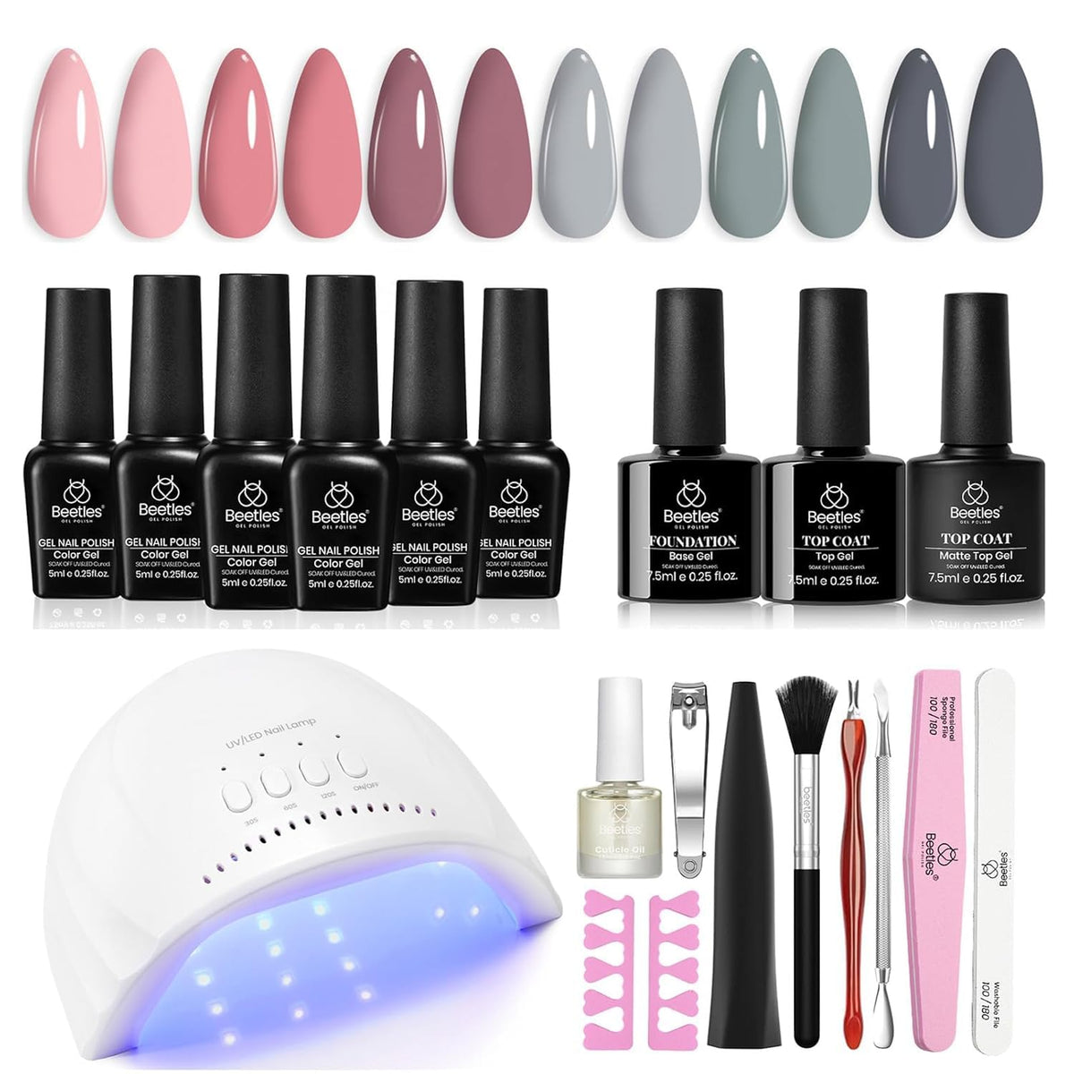 beetles Gel Nail Polish Kit with UV Light front view