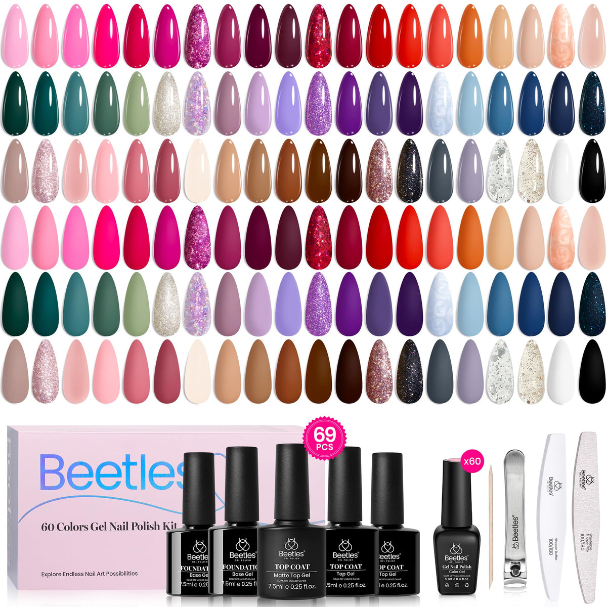 beetles Gel Nail Polish matte top coat close-up