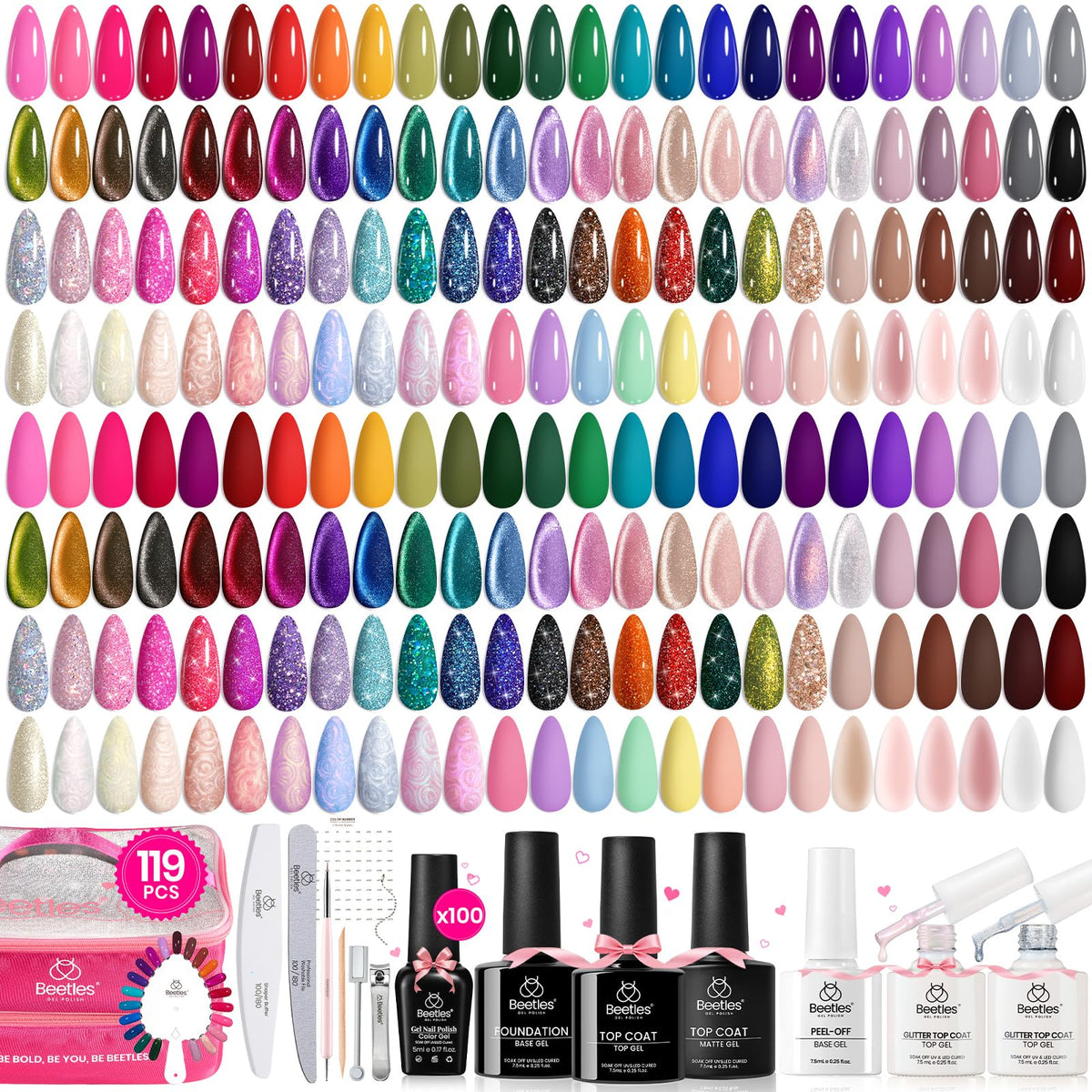 beetles Gel Nail Polish Set 100 colors with base and top coats