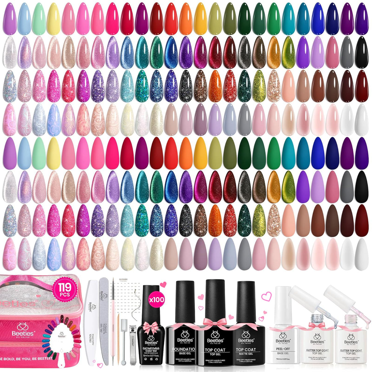 Beetles Gel Nail Polish Set 100 colours front view