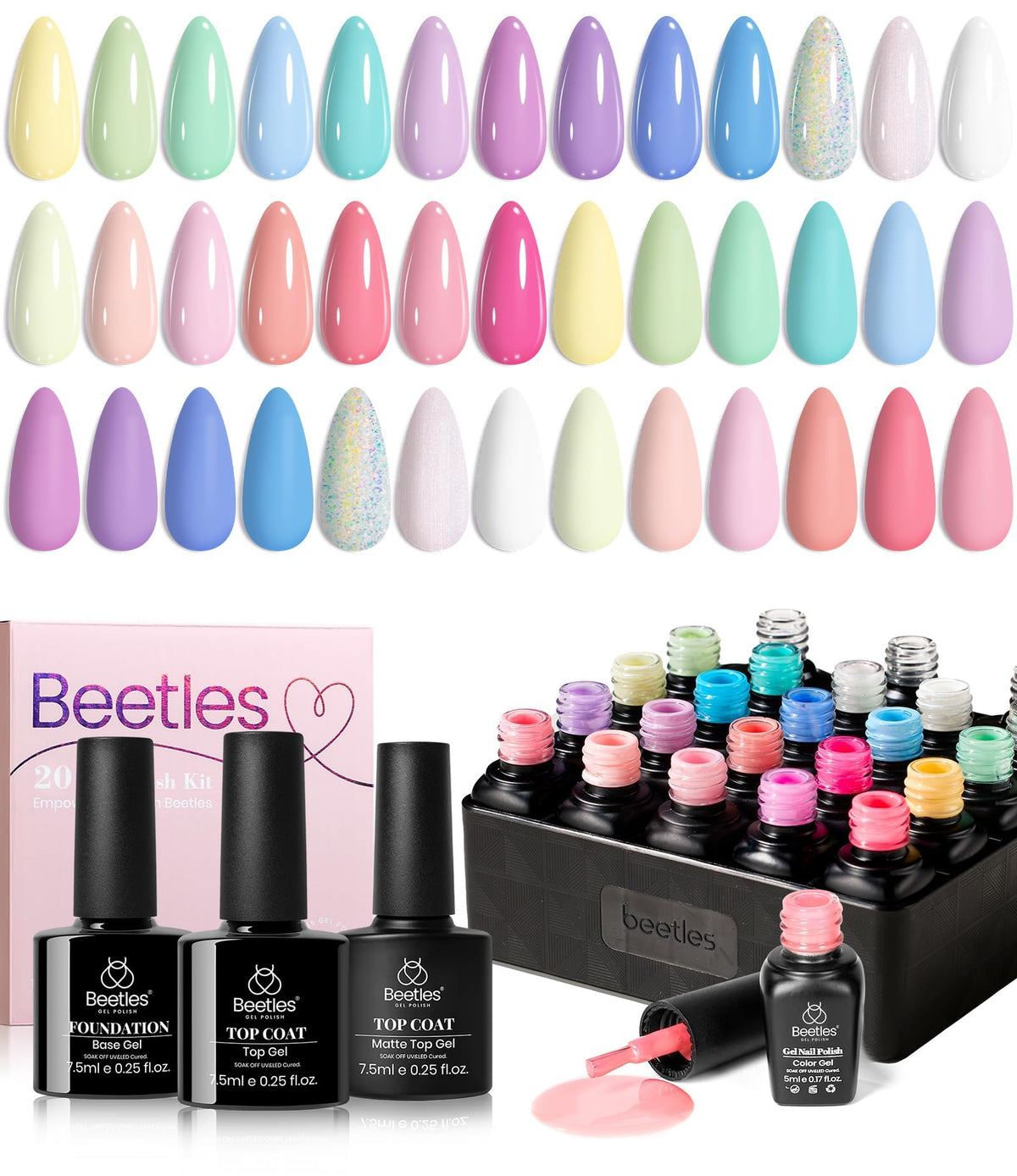 beetles Gel Nail Polish Set 23 PCS with pastel colours