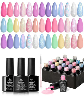 beetles Gel Nail Polish Set 24 PCS including pastel colours