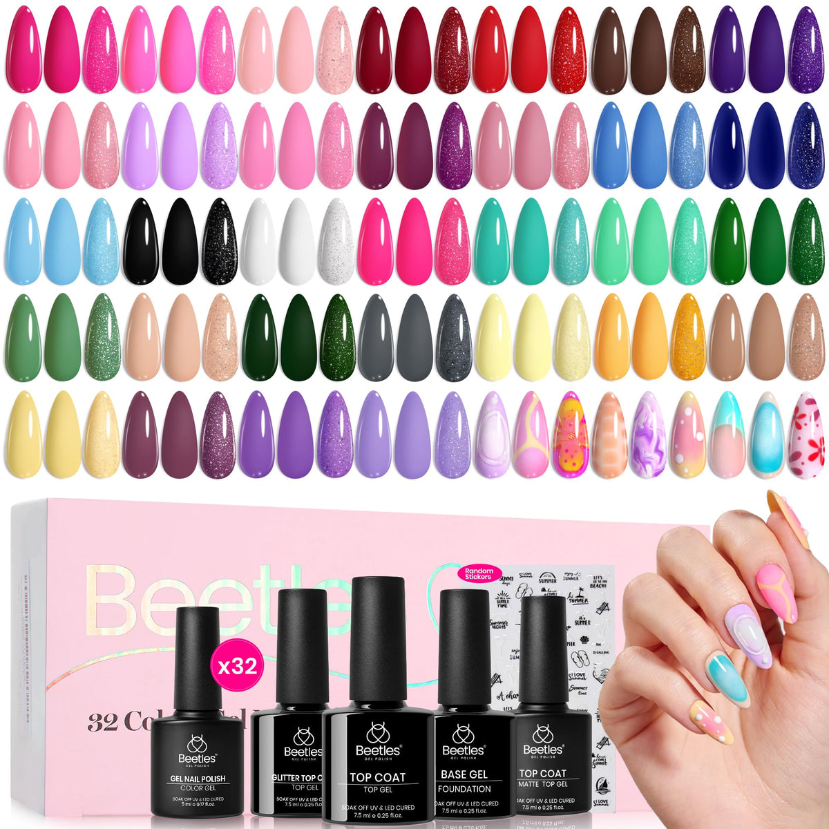 beetles Gel Nail Polish Set 32 colours front view