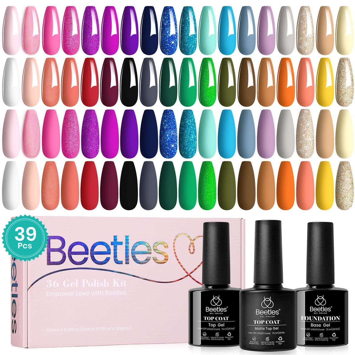 beetles Gel Nail Polish Set 36 colours front view