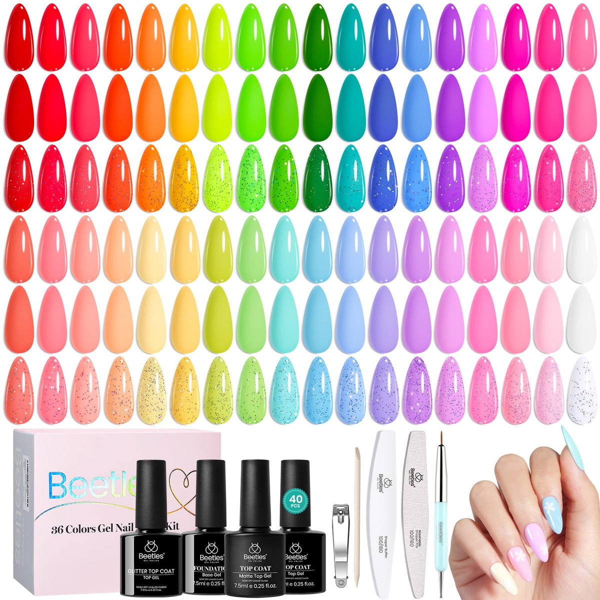 beetles Gel Nail Polish Set 36 vibrant colours front view